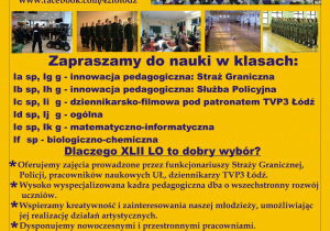 Plakat z ofertą szkoły na rok szkolny 2019/2020